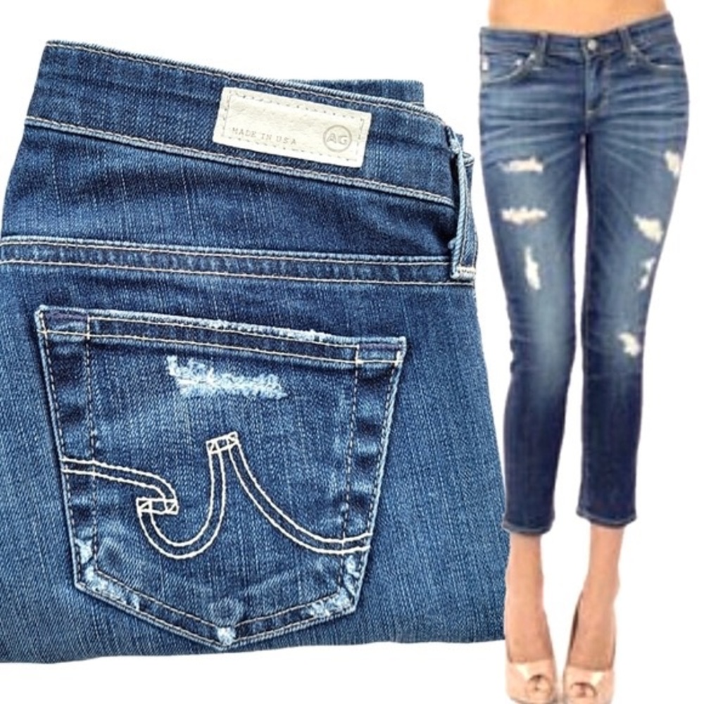 AG Adriano Goldschmied Womens 24 Stilt Cigarette Crop Distressed Skinny